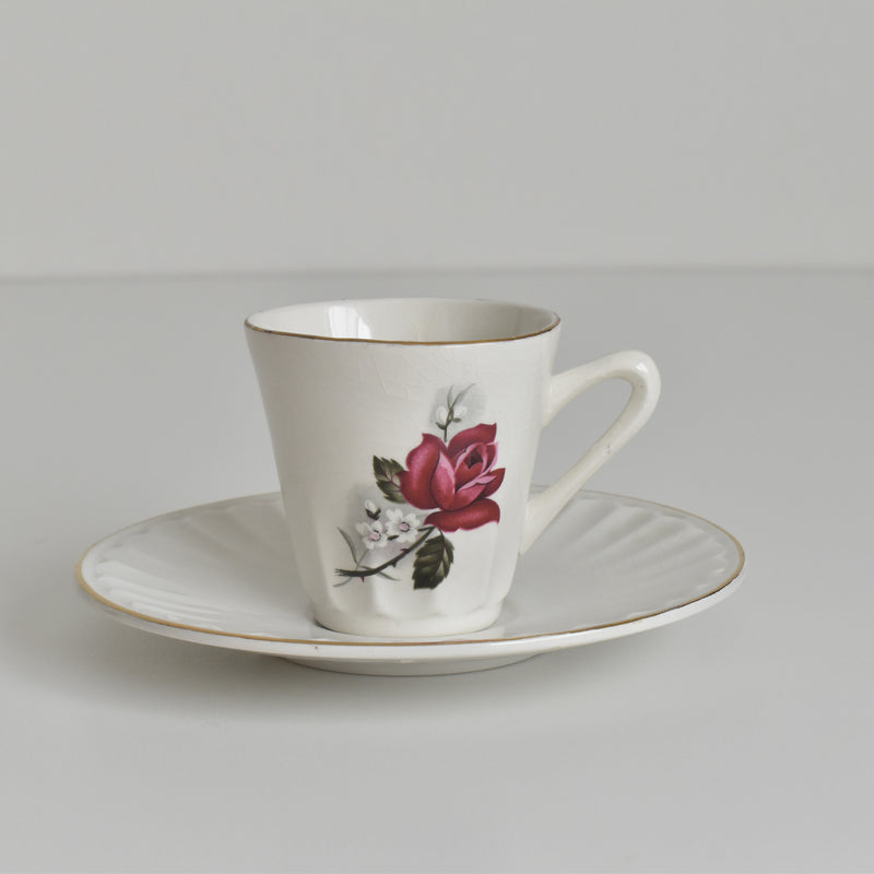 Vintage Coffee Cup & Saucer Digoin & Sarreguemines Hardy B