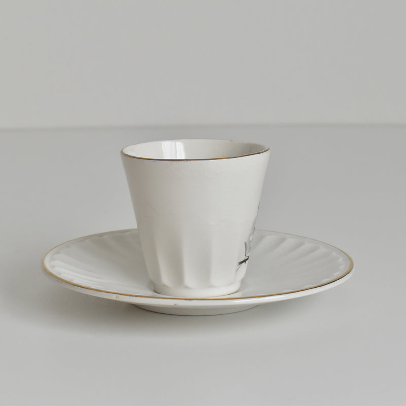 Vintage Coffee Cup & Saucer Digoin & Sarreguemines Hardy B