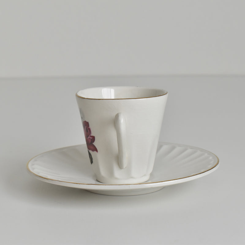 Vintage Coffee Cup & Saucer Digoin & Sarreguemines Hardy B