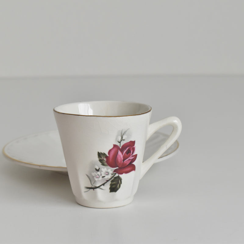 Vintage Coffee Cup & Saucer Digoin & Sarreguemines Hardy B