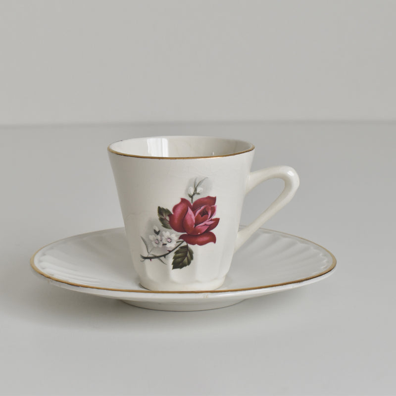 Vintage Coffee Cup & Saucer Digoin & Sarreguemines Hardy C