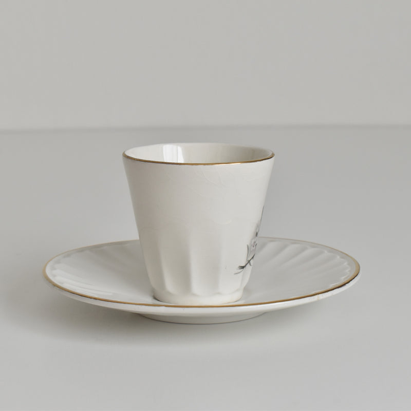 Vintage Coffee Cup & Saucer Digoin & Sarreguemines Hardy C