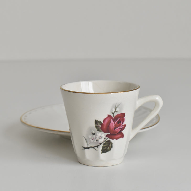 Vintage Coffee Cup & Saucer Digoin & Sarreguemines Hardy C