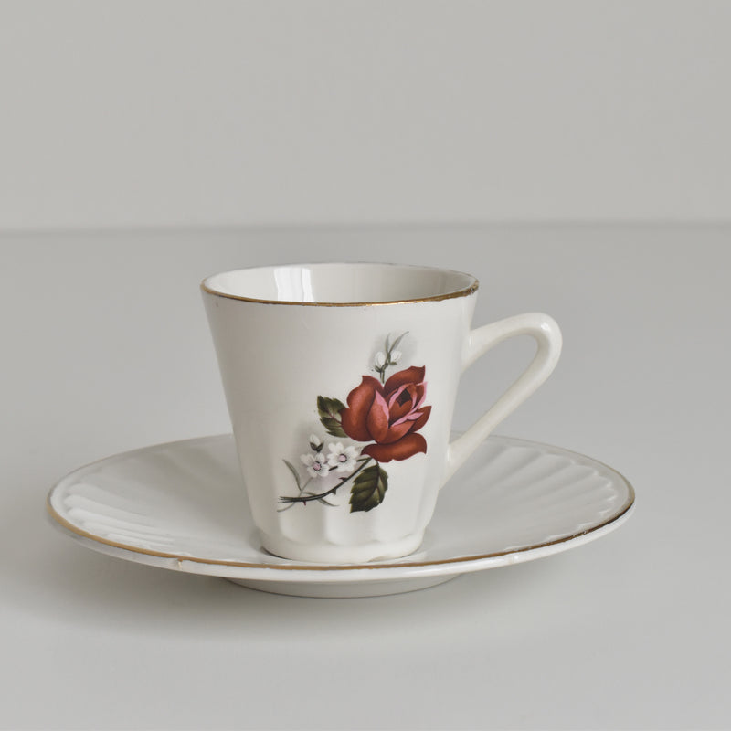 Vintage Coffee Cup & Saucer Digoin & Sarreguemines Hardy D