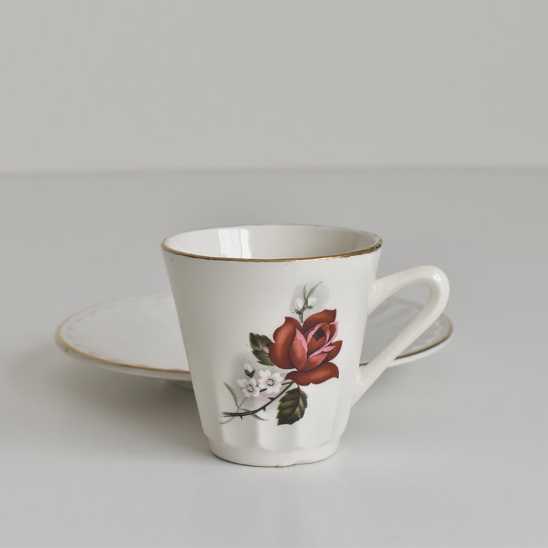 Vintage Coffee Cup & Saucer Digoin & Sarreguemines Hardy D
