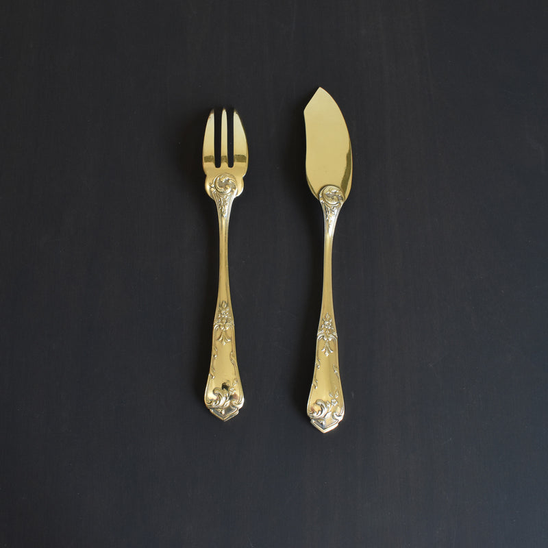 アンティーク 金メッキデザートフォーク＆ナイフセット BOULENGER（ブーランジェ）