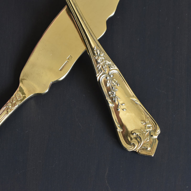 アンティーク 金メッキフィッシュフォーク＆スプーンセット BOULENGER