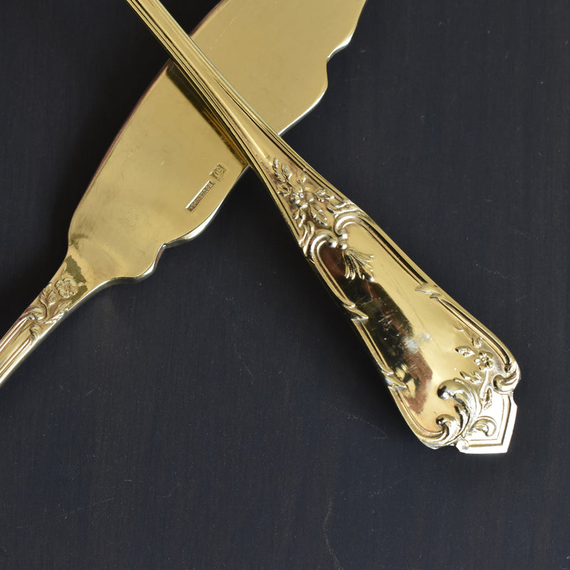 アンティーク 金メッキフィッシュフォーク＆スプーンセット BOULENGER