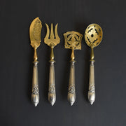 アンティーク 銀＆真鍮オーダブルサーバー4点セット