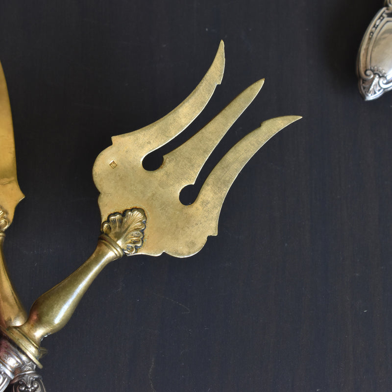 アンティーク 銀＆真鍮オーダブルサーバー4点セット