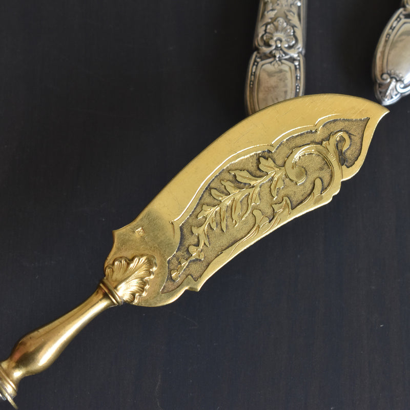 アンティーク 銀＆真鍮オーダブルサーバー4点セット