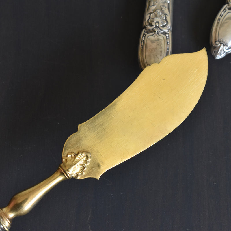 アンティーク 銀＆真鍮オーダブルサーバー4点セット