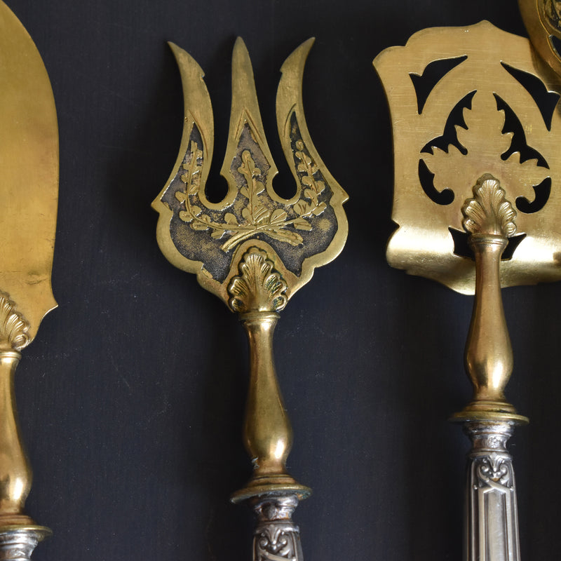 アンティーク 銀＆真鍮オーダブルサーバー4点セット