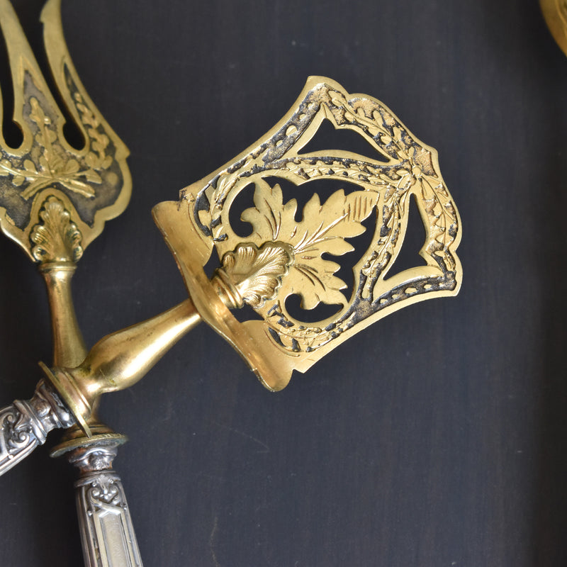 アンティーク 銀＆真鍮オーダブルサーバー4点セット