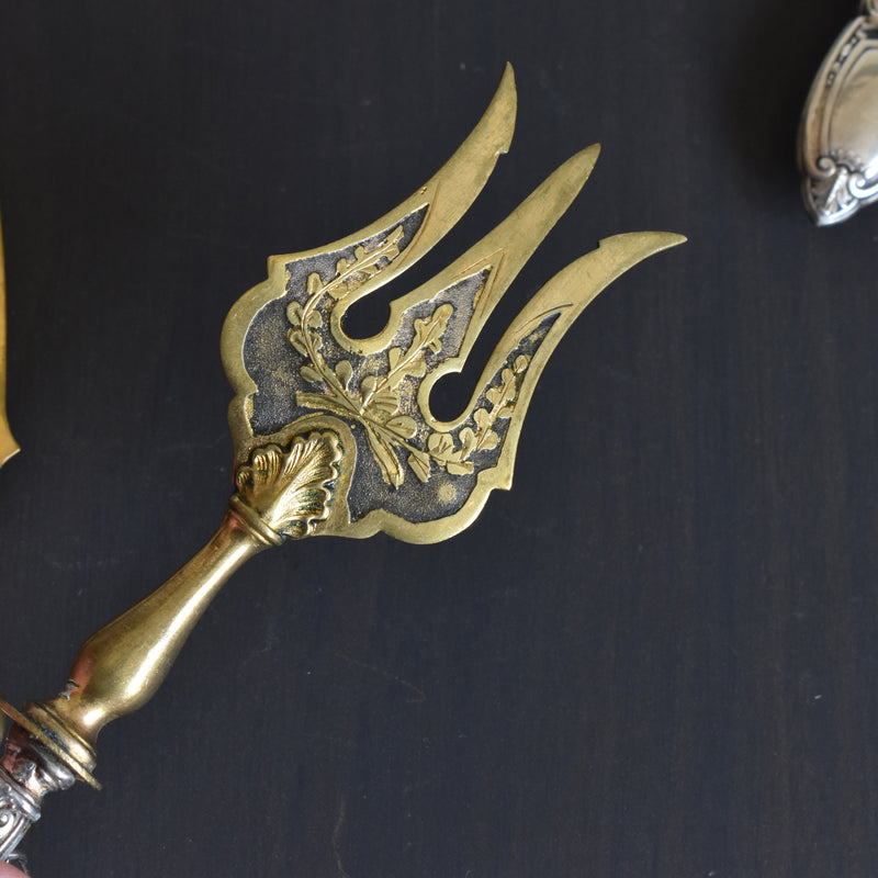 アンティーク 銀＆真鍮オーダブルサーバー4点セット