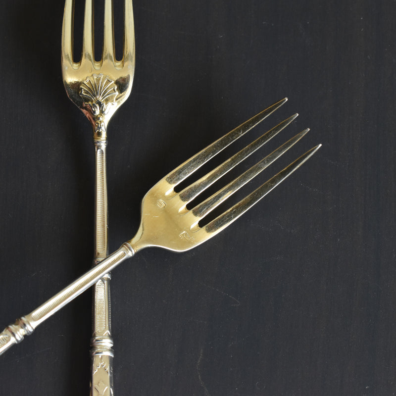 アンティークデザートフォーク SFAM 銀メッキ