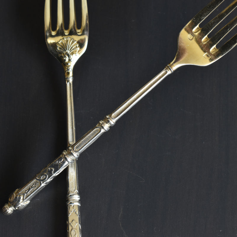 アンティークデザートフォーク SFAM 銀メッキ