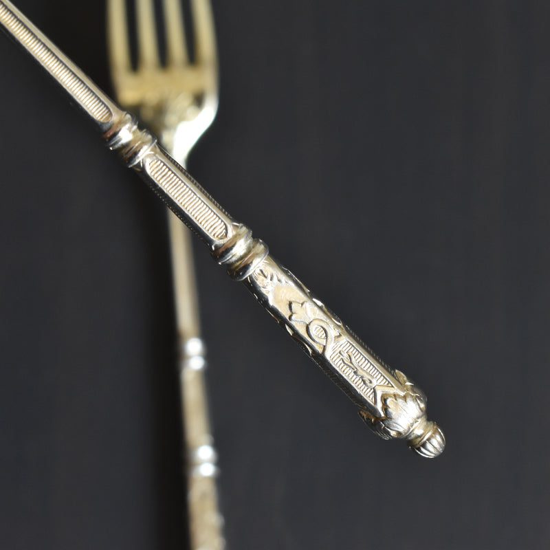 アンティークデザートフォーク SFAM 銀メッキ