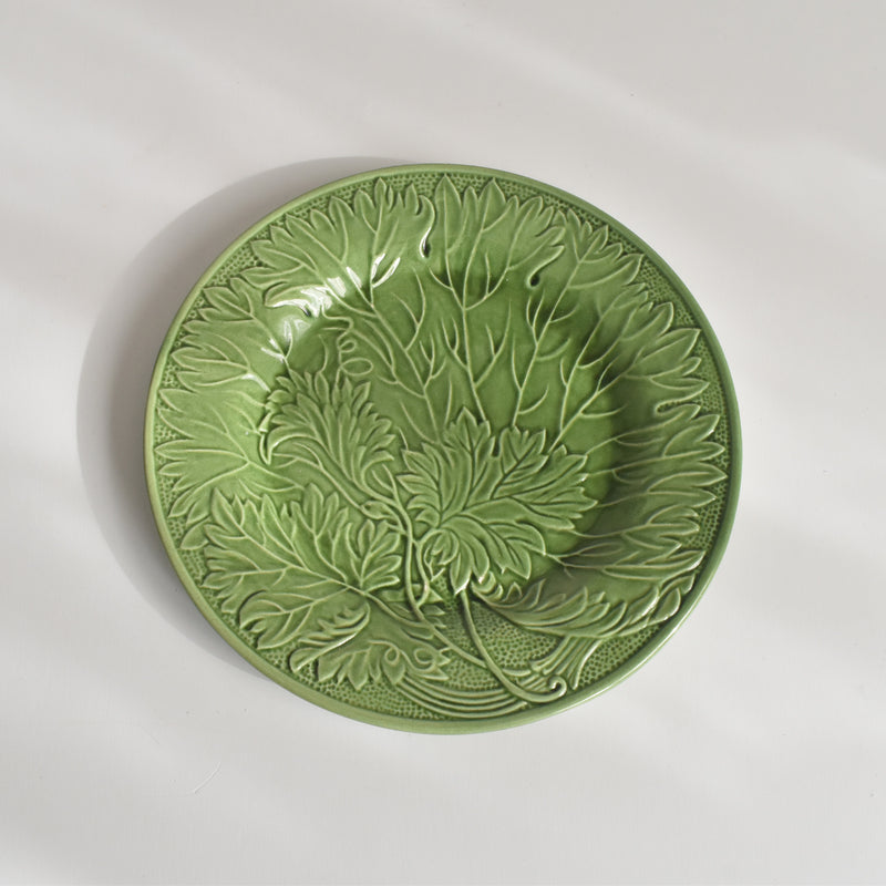 ヴィンテージデザートプレート シャロール グリーンリーフ A