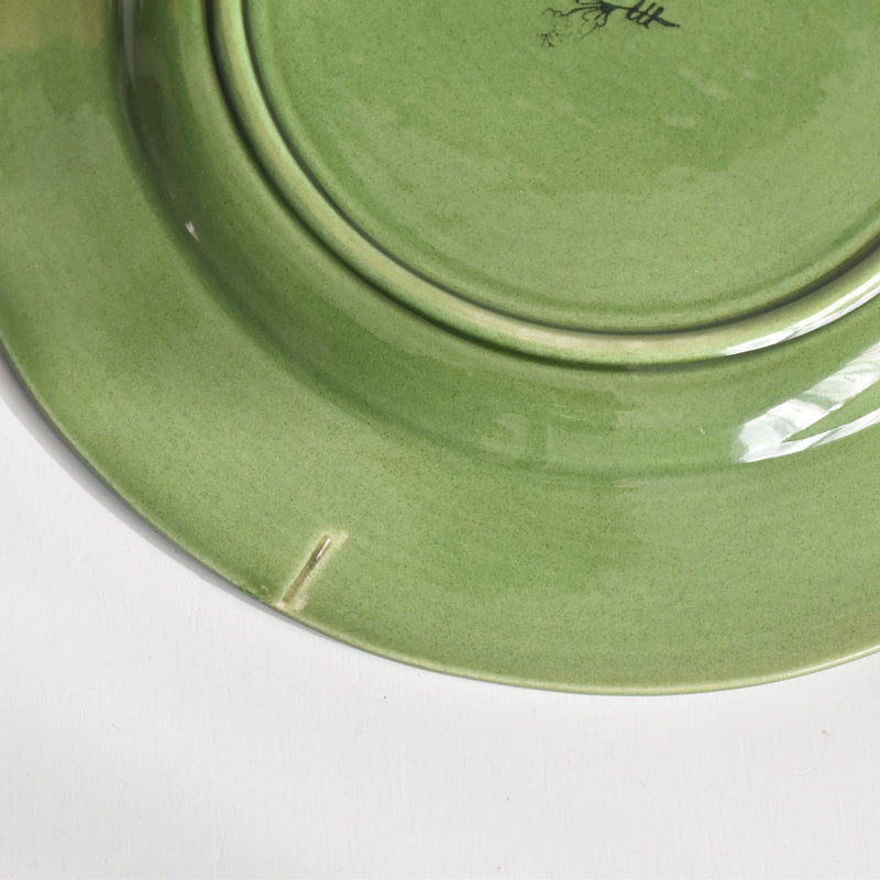 ヴィンテージデザートプレート シャロール グリーンリーフ A