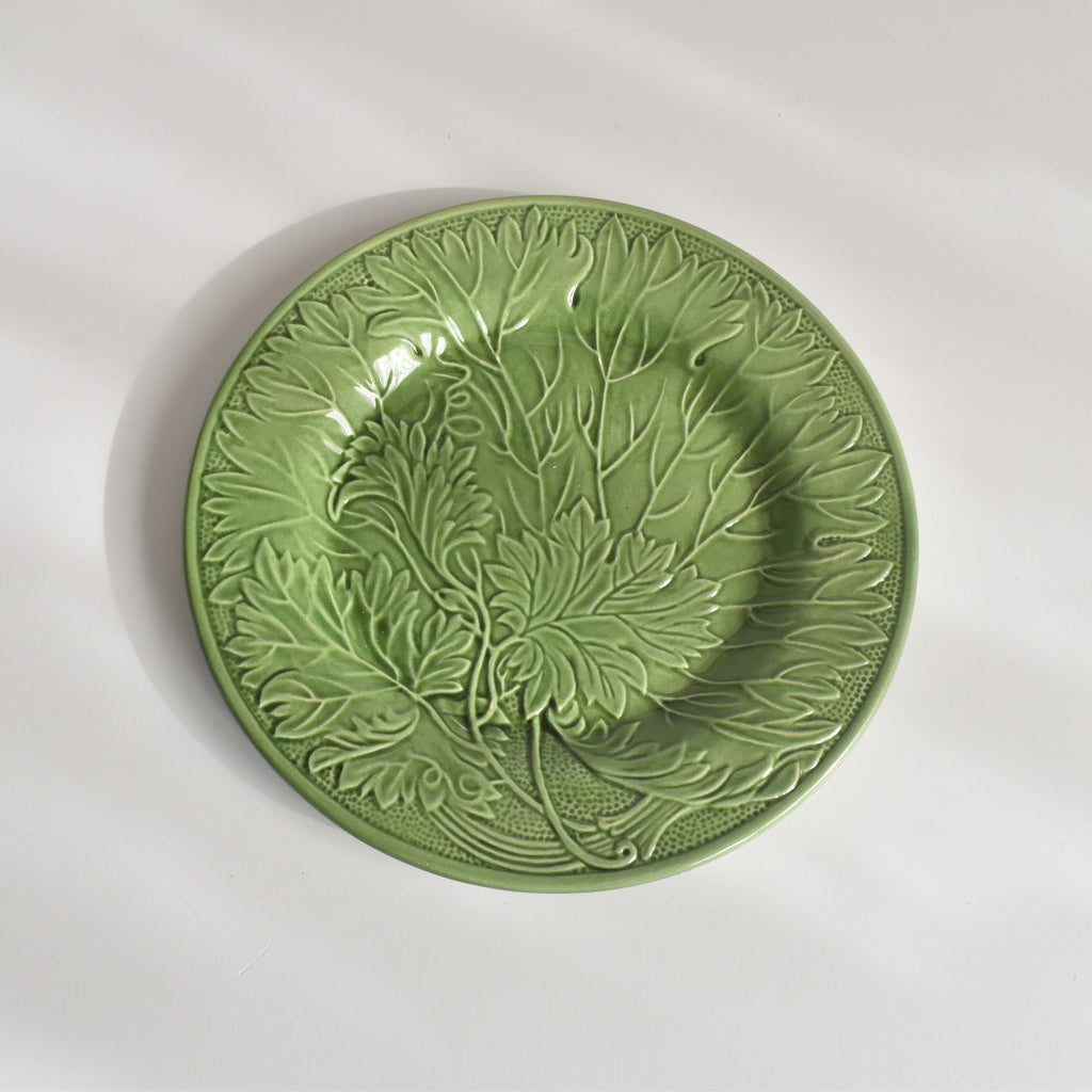 ヴィンテージデザートプレート シャロール グリーンリーフ B — Loane