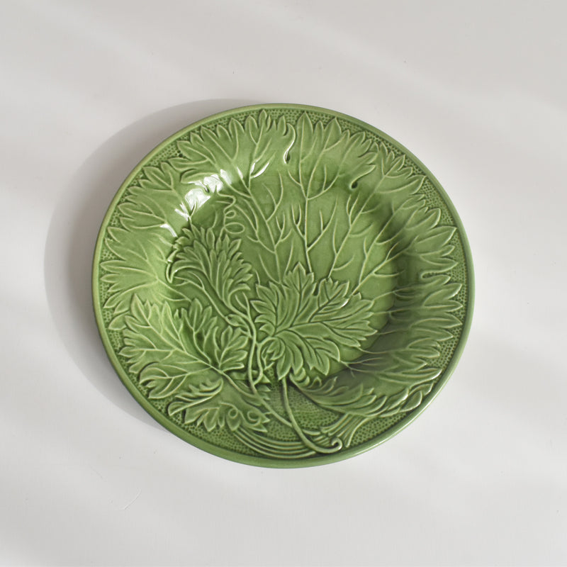 ヴィンテージデザートプレート シャロール グリーンリーフ C