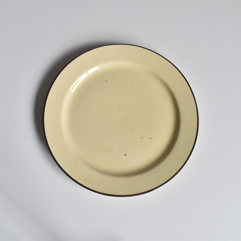 ヴィンテージデザートプレート クレイユモントロー イェロー＆ブラウンライン A