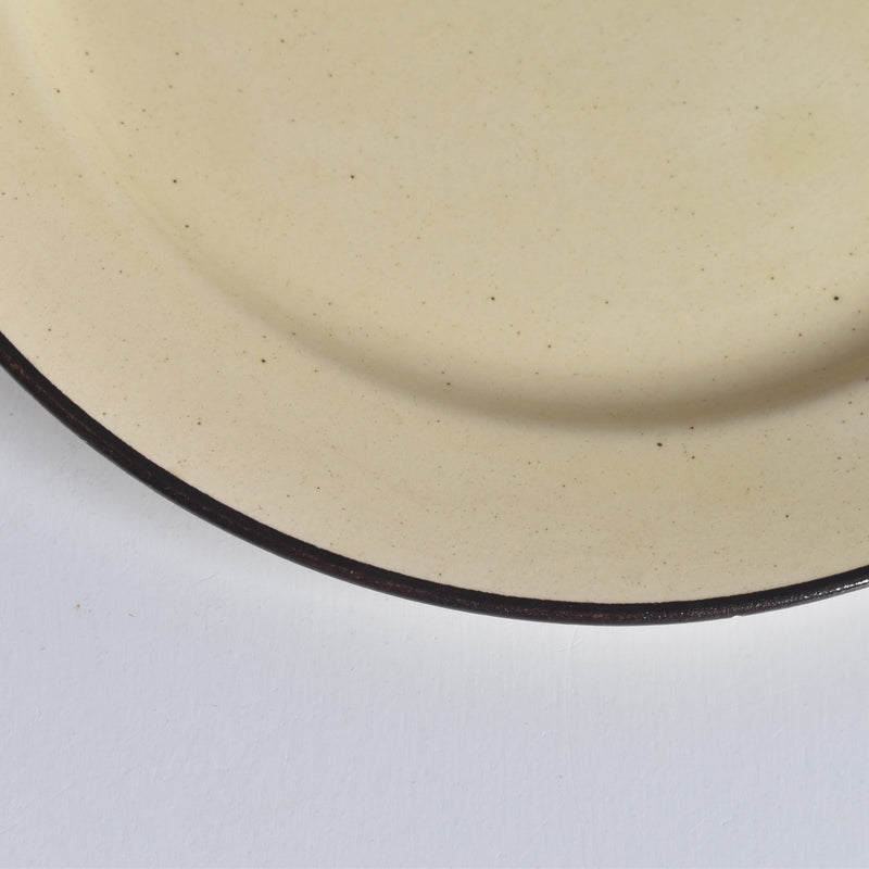 ヴィンテージデザートプレート クレイユモントロー イェロー＆ブラウンライン A