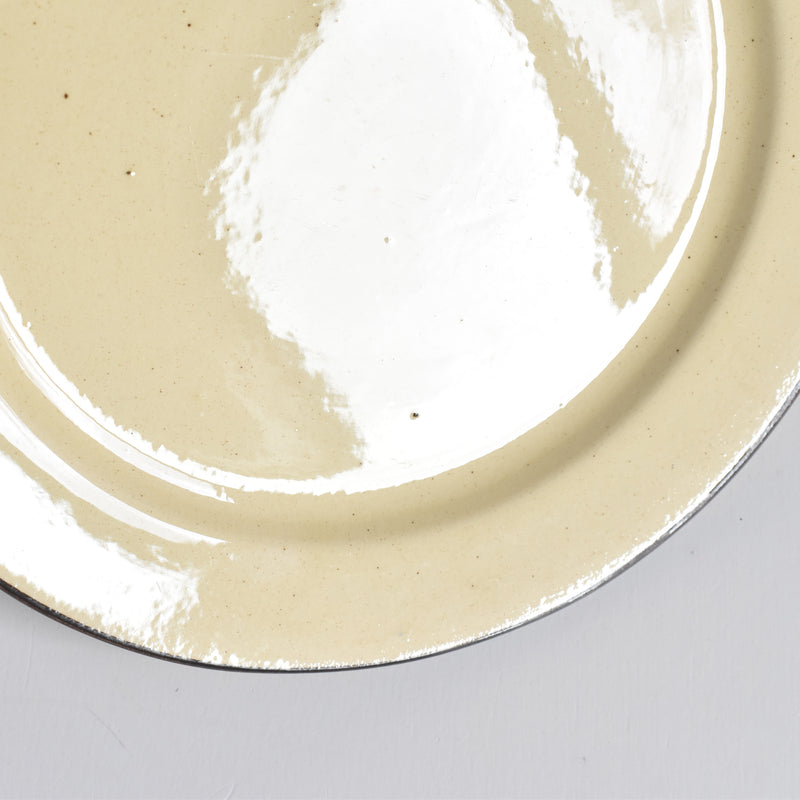 ヴィンテージデザートプレート クレイユモントロー イェロー＆ブラウンライン A