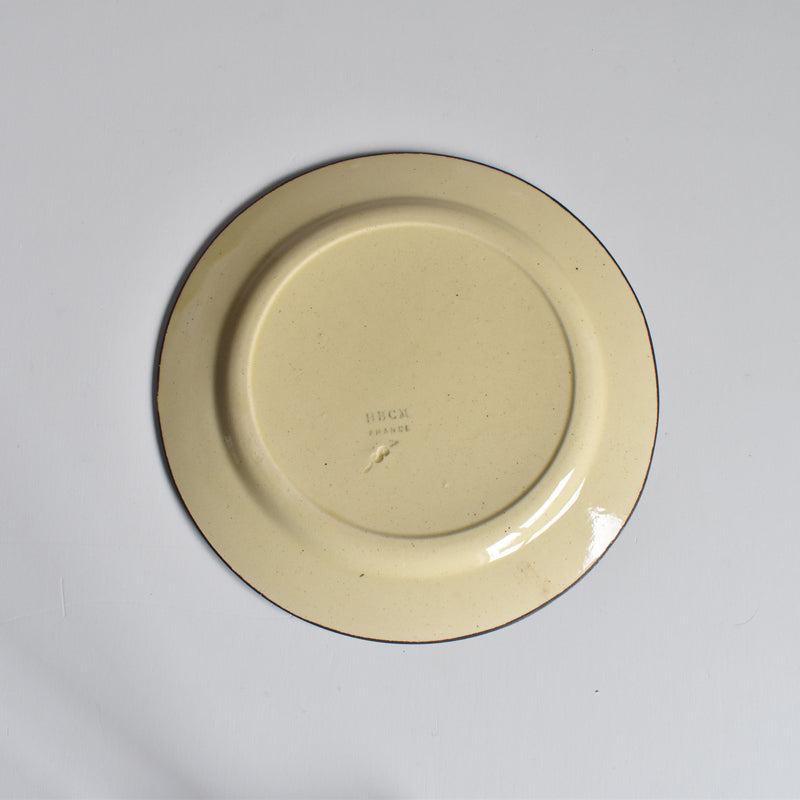 ヴィンテージデザートプレート クレイユモントロー イェロー＆ブラウンライン A