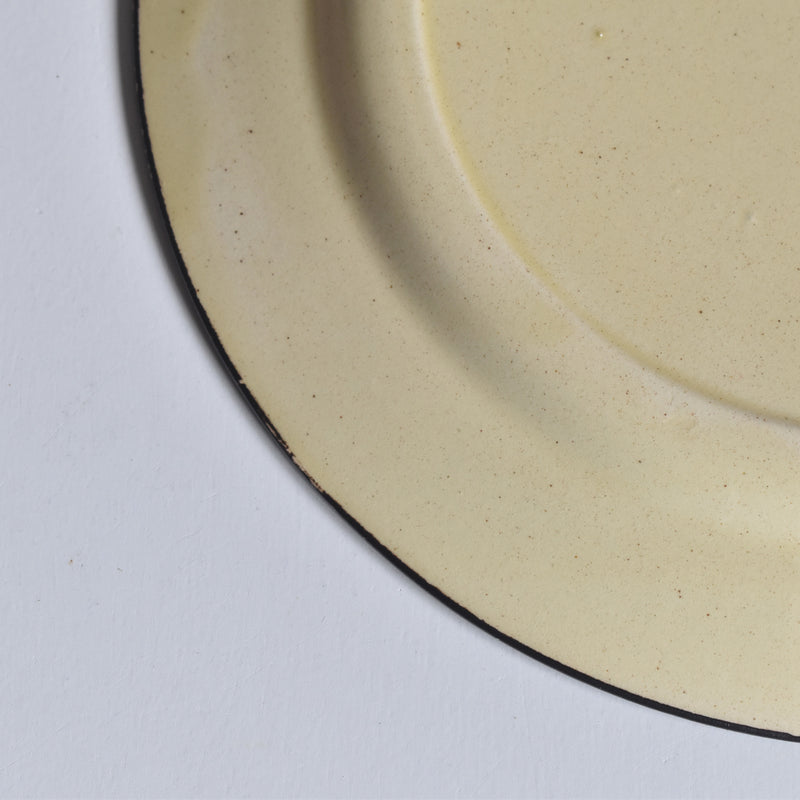 ヴィンテージデザートプレート クレイユモントロー イェロー＆ブラウンライン A