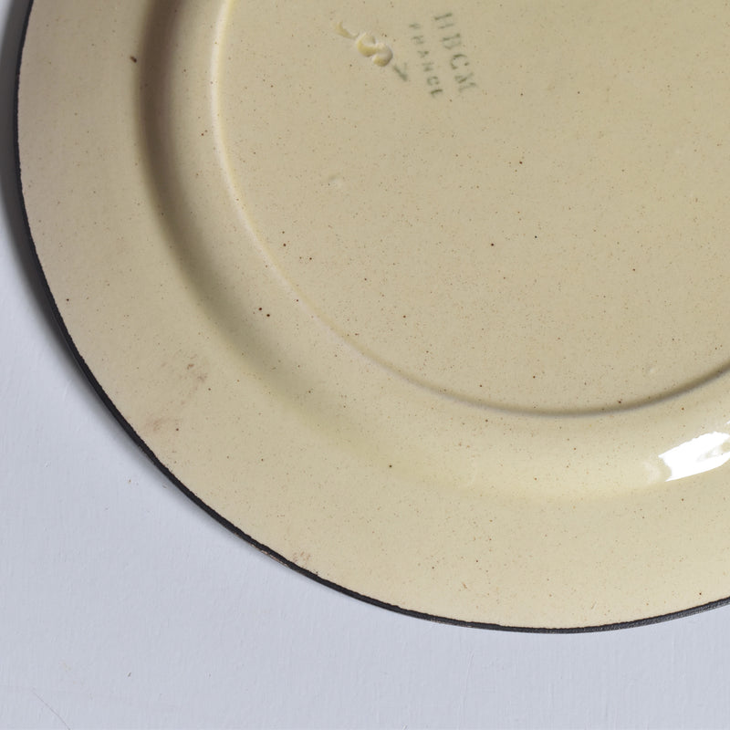 ヴィンテージデザートプレート クレイユモントロー イェロー＆ブラウンライン A