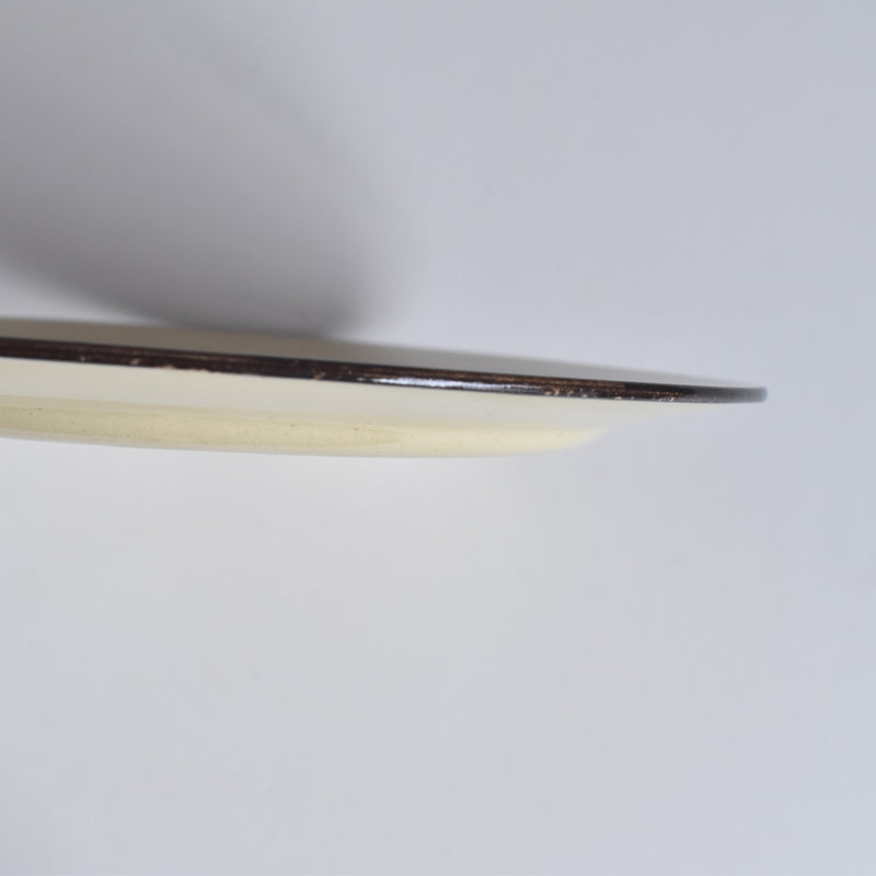 ヴィンテージデザートプレート クレイユモントロー イェロー＆ブラウンライン A