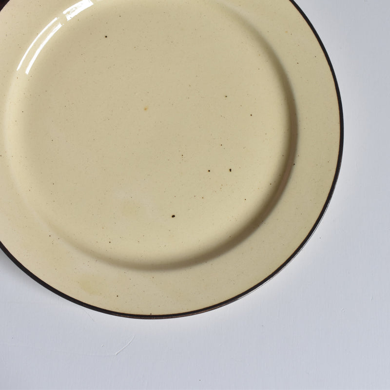 ヴィンテージデザートプレート クレイユモントロー イェロー＆ブラウンライン A