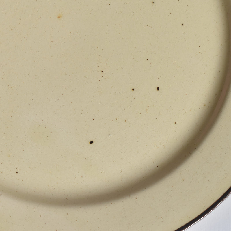 ヴィンテージデザートプレート クレイユモントロー イェロー＆ブラウンライン A