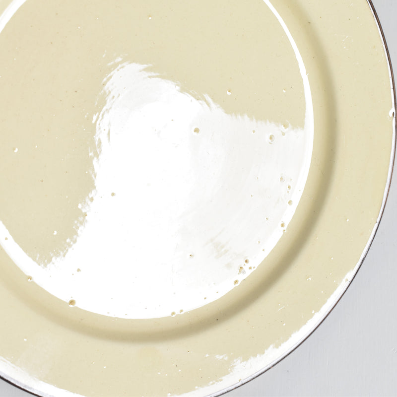 ヴィンテージデザートプレート クレイユモントロー イェロー＆ブラウンライン B