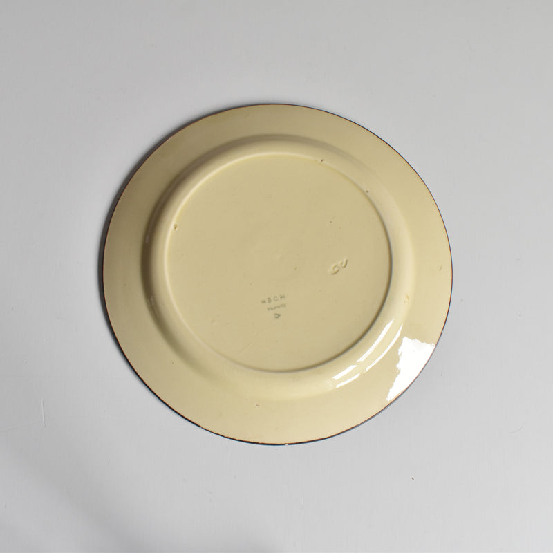 ヴィンテージデザートプレート クレイユモントロー イェロー＆ブラウンライン B