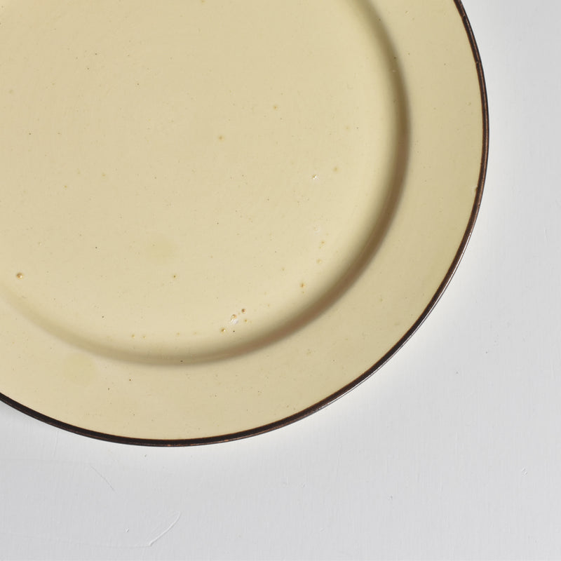 ヴィンテージデザートプレート クレイユモントロー イェロー＆ブラウンライン B