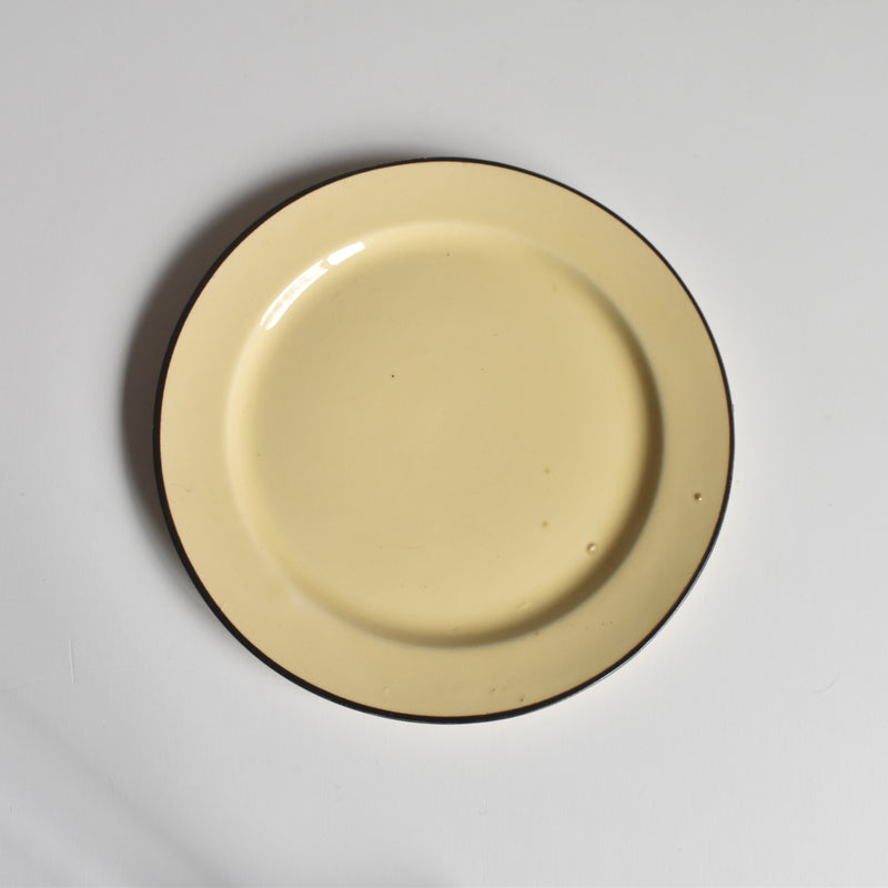 ヴィンテージデザートプレート クレイユモントロー イェロー＆ブラウンライン C