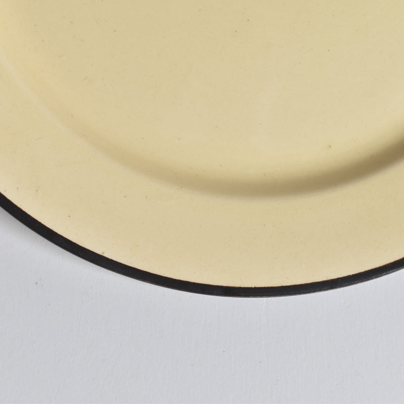 ヴィンテージデザートプレート クレイユモントロー イェロー＆ブラウンライン C