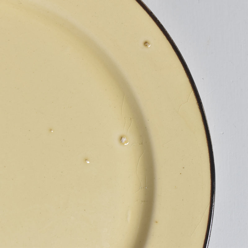 ヴィンテージデザートプレート クレイユモントロー イェロー＆ブラウンライン C
