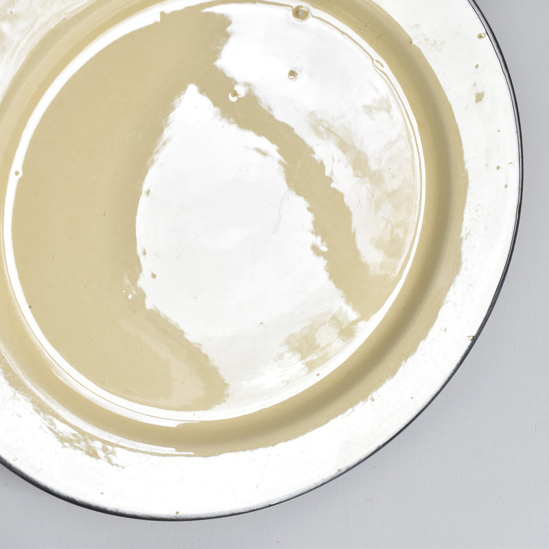 ヴィンテージデザートプレート クレイユモントロー イェロー＆ブラウンライン C