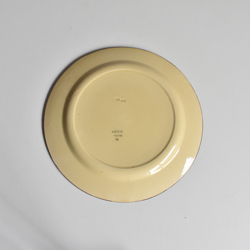 ヴィンテージデザートプレート クレイユモントロー イェロー＆ブラウンライン C
