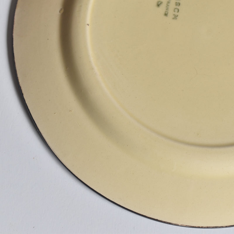 ヴィンテージデザートプレート クレイユモントロー イェロー＆ブラウンライン C