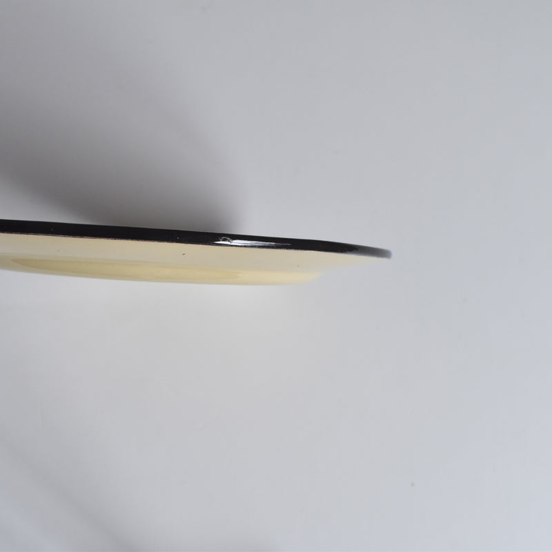 ヴィンテージデザートプレート クレイユモントロー イェロー＆ブラウンライン C