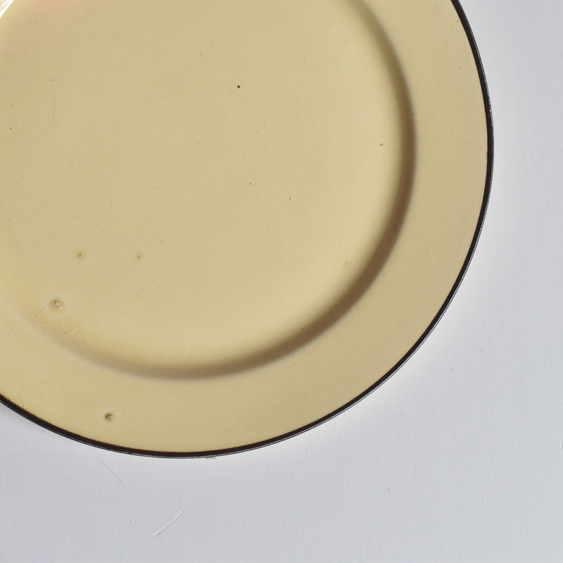 ヴィンテージデザートプレート クレイユモントロー イェロー＆ブラウンライン C