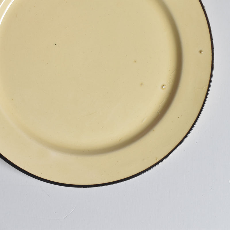 ヴィンテージデザートプレート クレイユモントロー イェロー＆ブラウンライン C