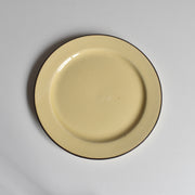 ヴィンテージデザートプレート クレイユモントロー イェロー＆ブラウンライン D