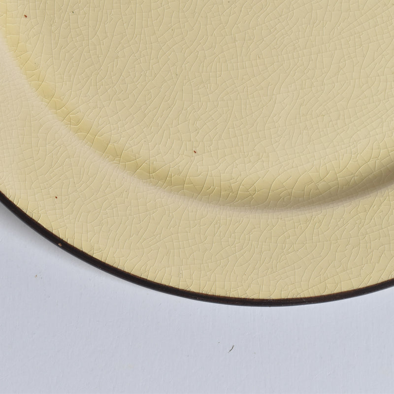 ヴィンテージデザートプレート クレイユモントロー イェロー＆ブラウンライン D