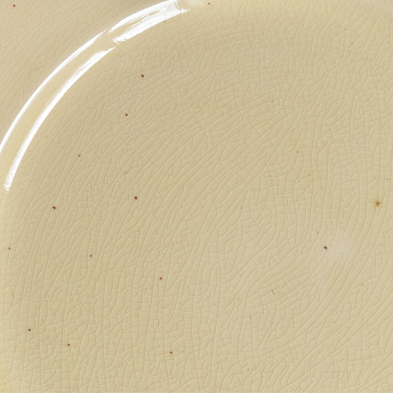 ヴィンテージデザートプレート クレイユモントロー イェロー＆ブラウンライン D